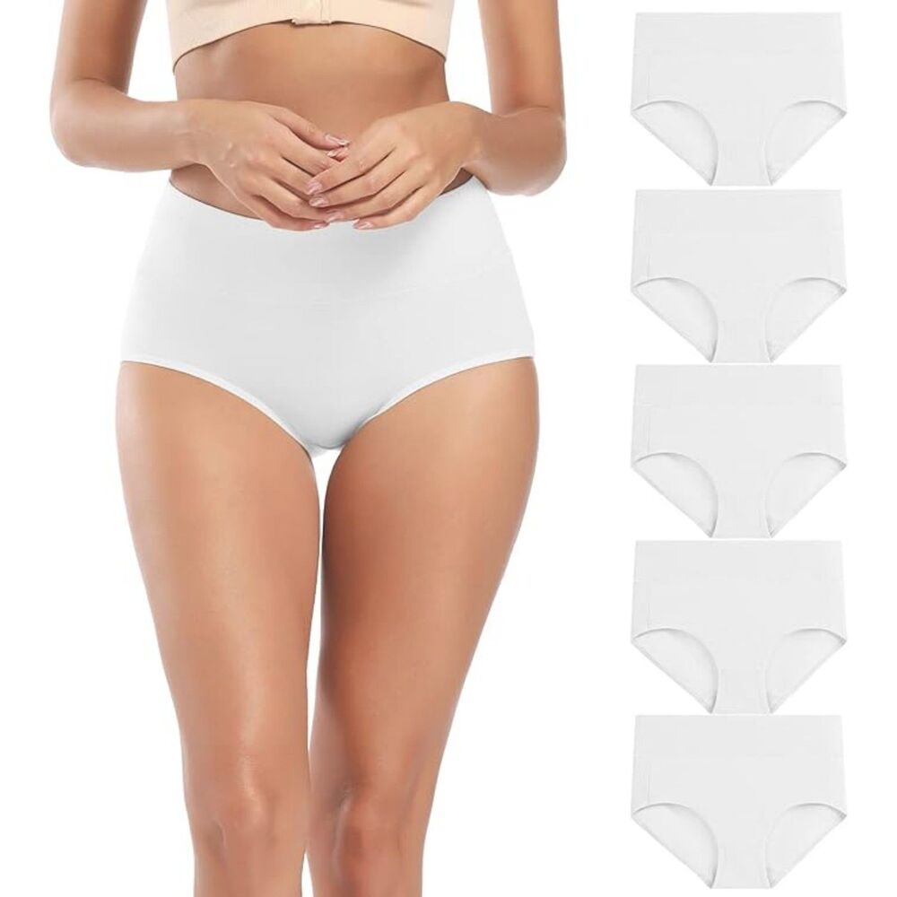 Women's White Cotton Full Brief Panties Size 6 High Rise Underwear 12 Pack NIP